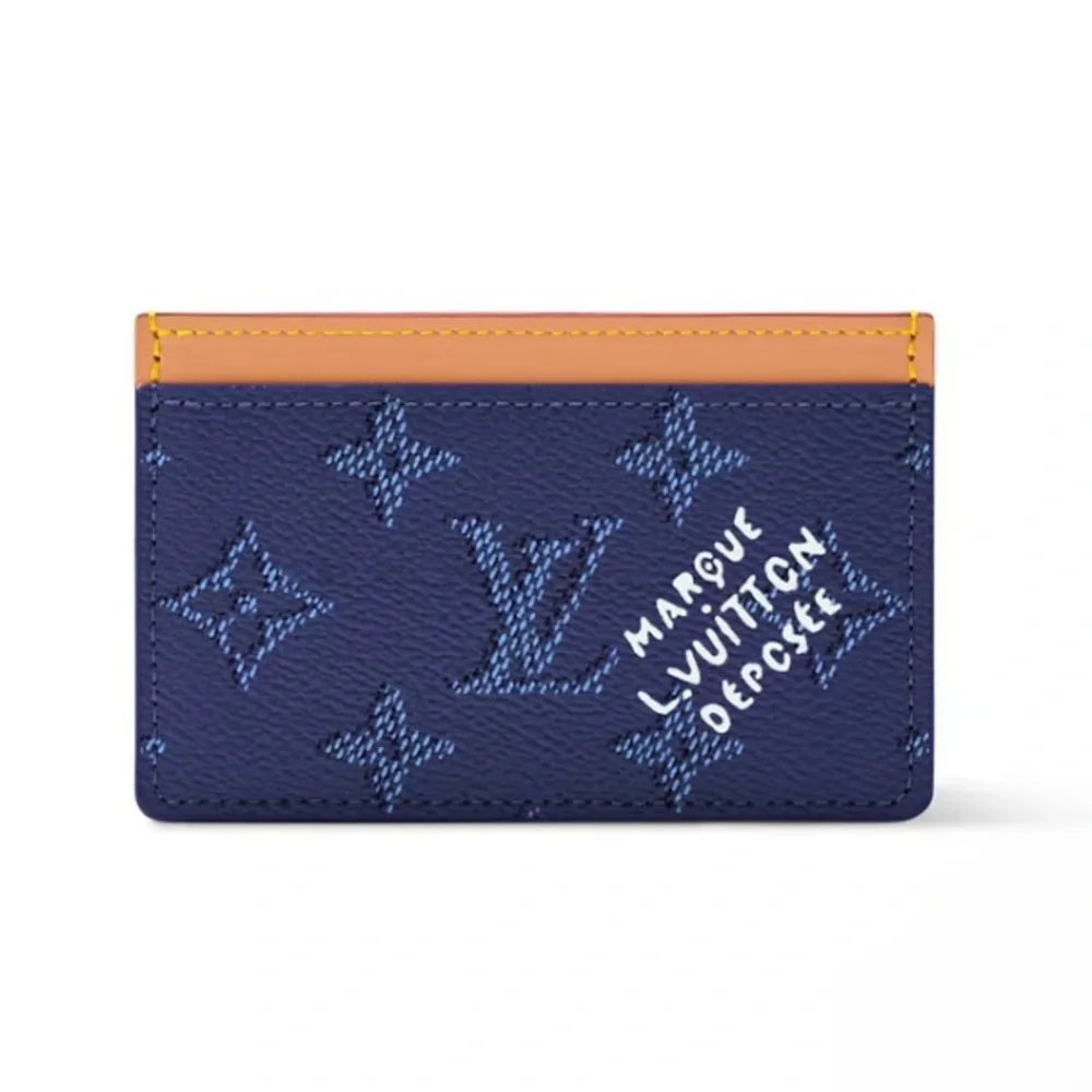 Louis Vuitton Blue and Tan Card Holder